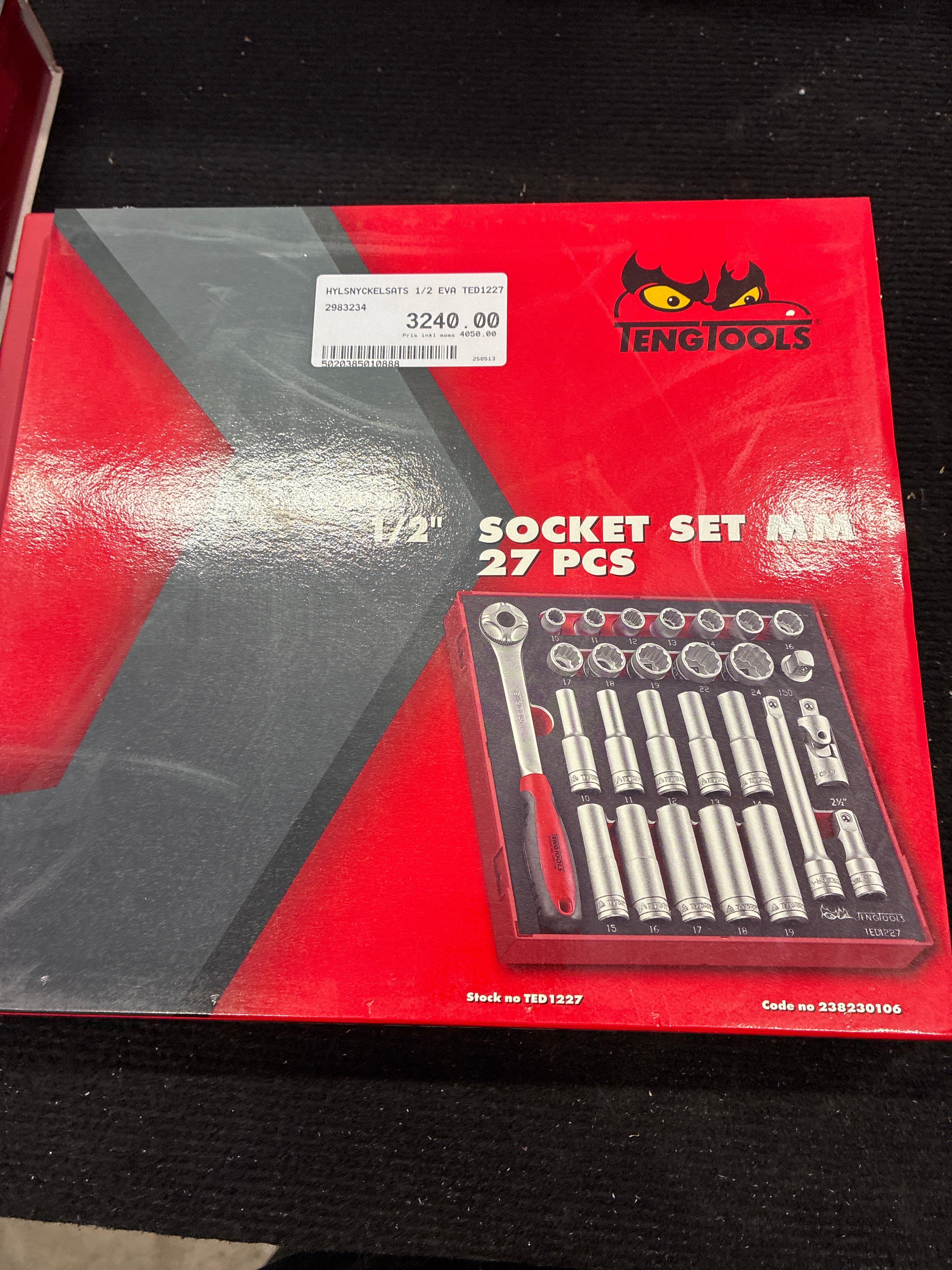 “1/2-tums hylsnyckelsats i millimeter, 27 delar.